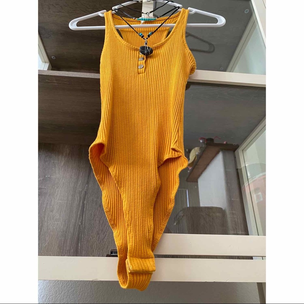 Mustard Ribbed Knit Bodysuit